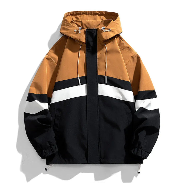 Men’s Colour-Block Windbreaker Jacket | Lightweight Hooded Shell | Streetwear Style