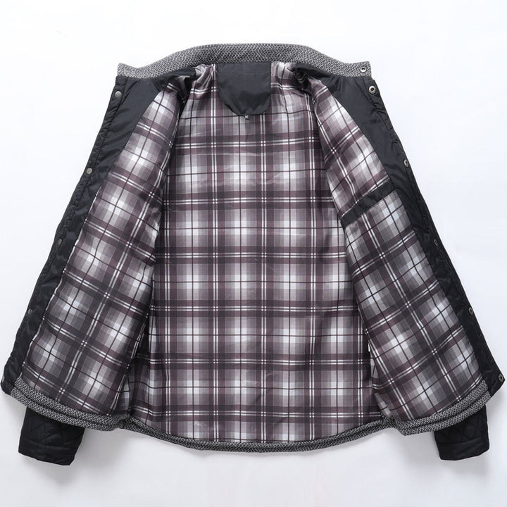 Men’s Diamond Quilted Jacket | Knit Collar & Contrast Trim | Fall Layer