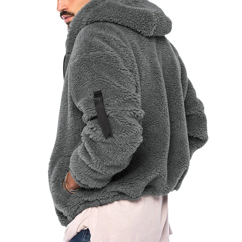 Veste zippée en polaire sherpa pour homme | Vêtement d'extérieur décontracté ultra-doux pour temps frais