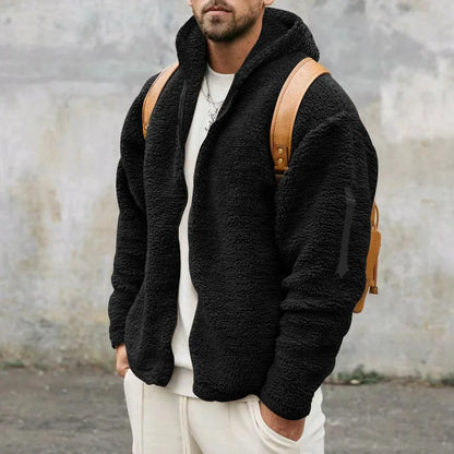 Veste zippée en polaire sherpa pour homme | Vêtement d'extérieur décontracté ultra-doux pour temps frais