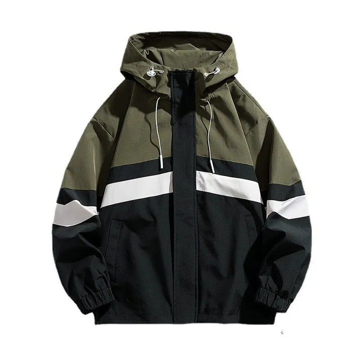 Men’s Colour-Block Windbreaker Jacket | Lightweight Hooded Shell | Streetwear Style