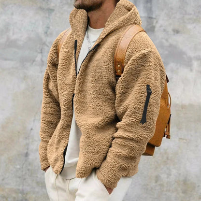 Veste zippée en polaire sherpa pour homme | Vêtement d'extérieur décontracté ultra-doux pour temps frais