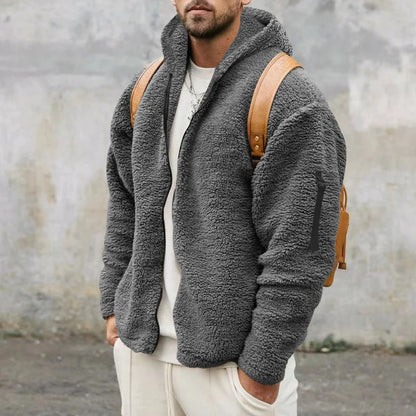 Veste zippée en polaire sherpa pour homme | Vêtement d'extérieur décontracté ultra-doux pour temps frais