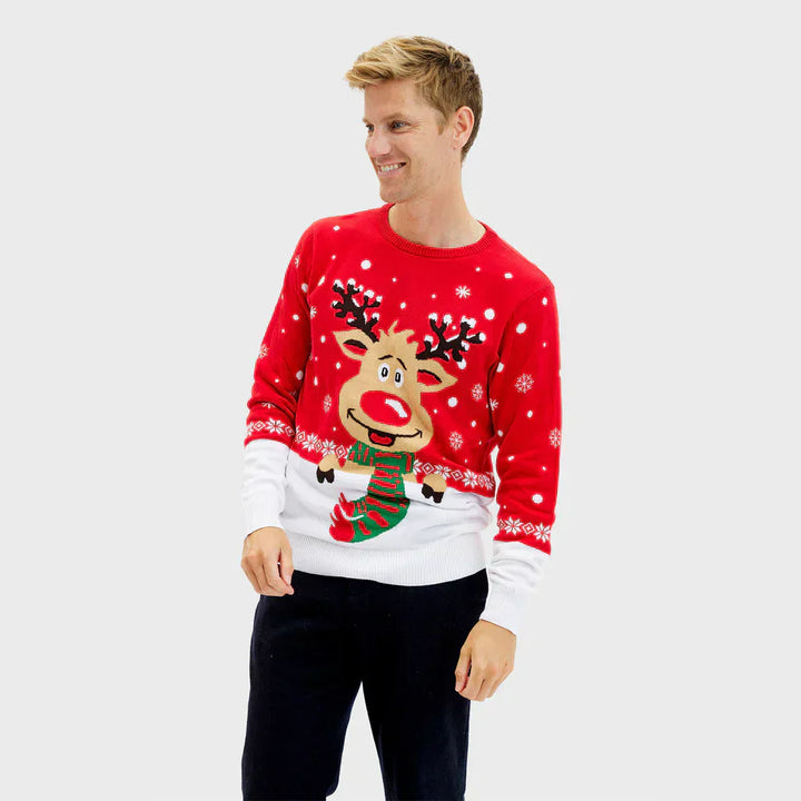 Men’s Reindeer Christmas Sweater | Festive Knit Pullover for Holiday Events