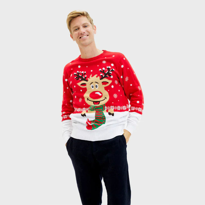 Men’s Reindeer Christmas Sweater | Festive Knit Pullover for Holiday Events