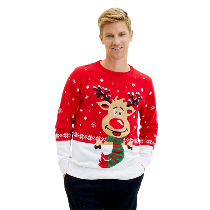 Men’s Reindeer Christmas Sweater | Festive Knit Pullover for Holiday Events