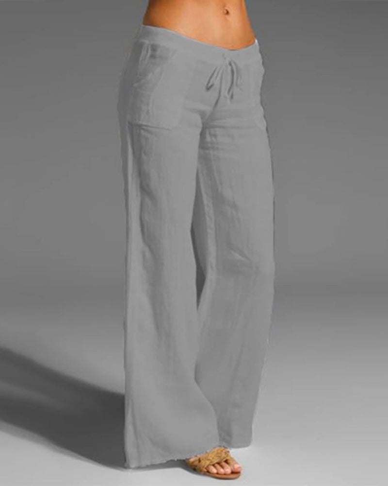 Wide-Leg Linen Pants | Drawstring Waist | Lightweight Summer Fit