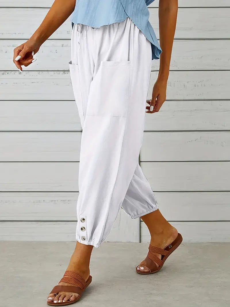 Women's Cropped Jogger Pants | Lightweight Elastic Waist | Casual Summer Lounge Pants