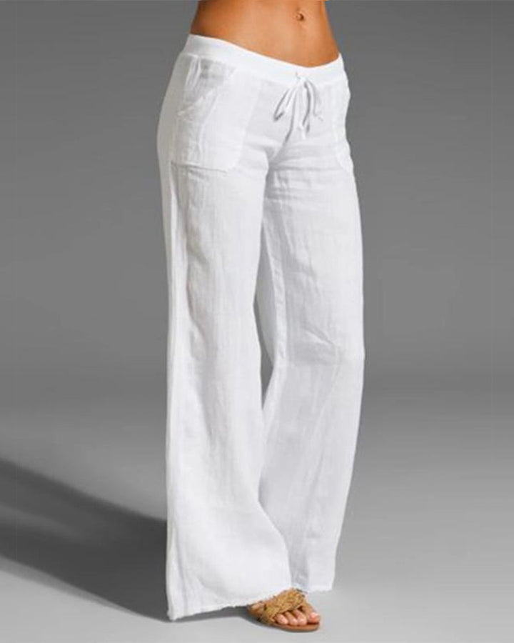 Wide-Leg Linen Pants | Drawstring Waist | Lightweight Summer Fit