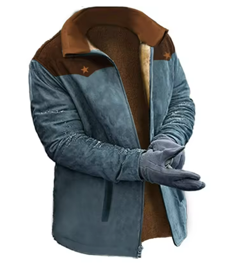 Veste en daim pour homme doublée de peau lainée | Intérieur en fausse fourrure | Vêtement d'extérieur pour temps froid