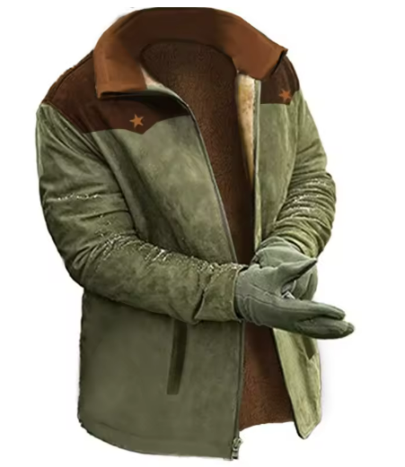 Veste en daim pour homme doublée de peau lainée | Intérieur en fausse fourrure | Vêtement d'extérieur pour temps froid