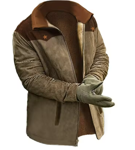 Veste en daim pour homme doublée de peau lainée | Intérieur en fausse fourrure | Vêtement d'extérieur pour temps froid