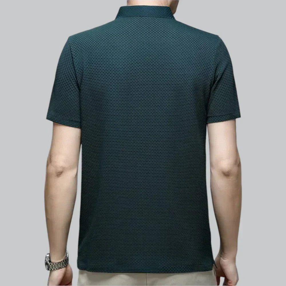 Men’s Textured Knit Polo Shirt | Breathable Stretch Fabric | Smart-Casual Essential