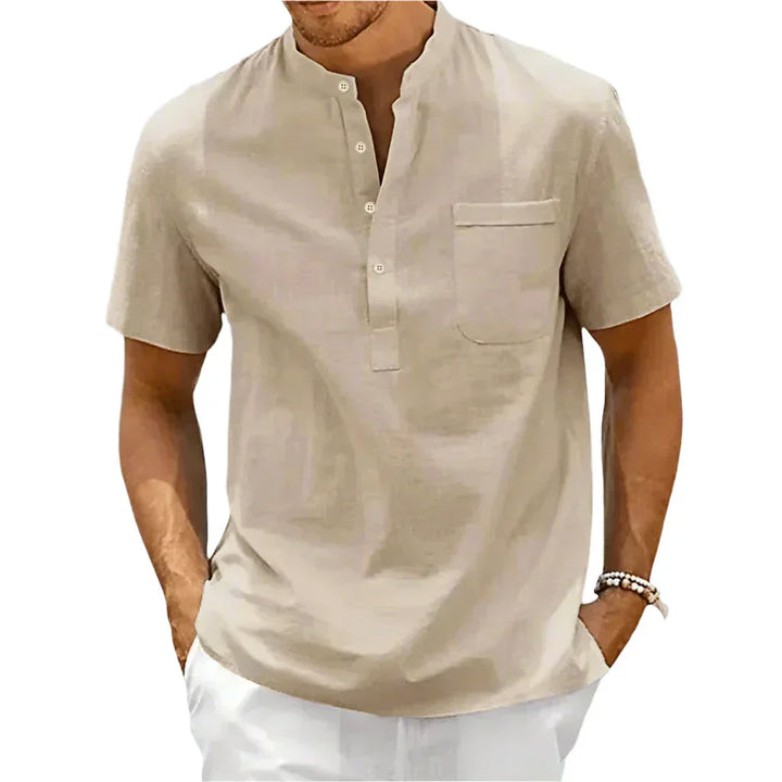 Men’s Short Sleeve Henley Shirt | Lightweight Cotton Blend | Casual Summer Top Canada