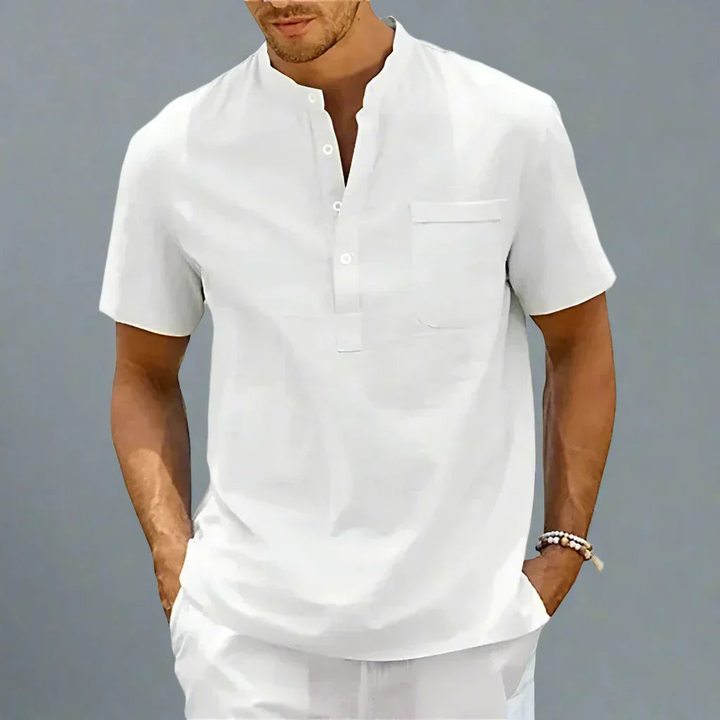 Men’s Short Sleeve Henley Shirt | Lightweight Cotton Blend | Casual Summer Top Canada