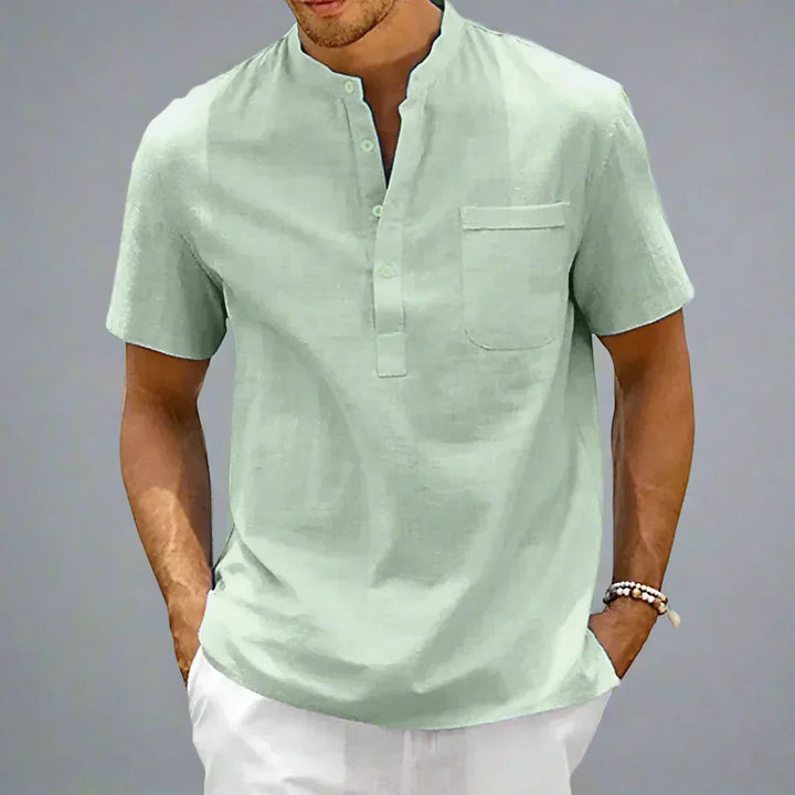 Men’s Short Sleeve Henley Shirt | Lightweight Cotton Blend | Casual Summer Top Canada