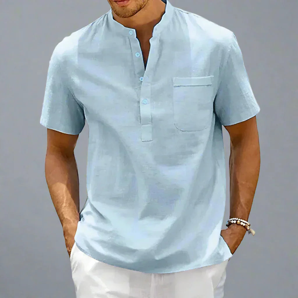 Men’s Short Sleeve Henley Shirt | Lightweight Cotton Blend | Casual Summer Top Canada