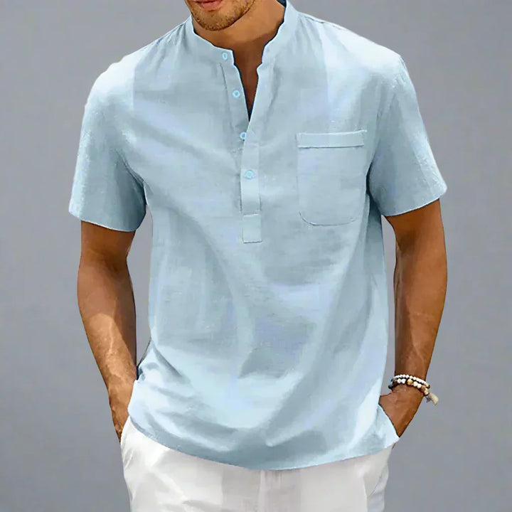 Men’s Short Sleeve Henley Shirt | Lightweight Cotton Blend | Casual Summer Top Canada