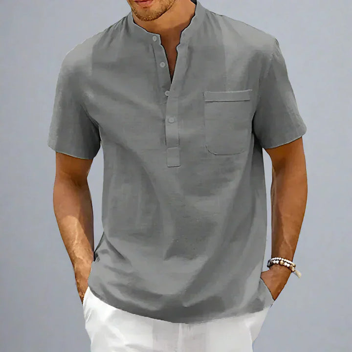 Men’s Short Sleeve Henley Shirt | Lightweight Cotton Blend | Casual Summer Top Canada