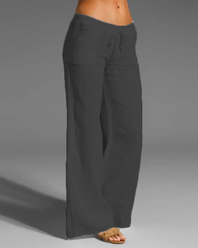 Wide-Leg Linen Pants | Drawstring Waist | Lightweight Summer Fit