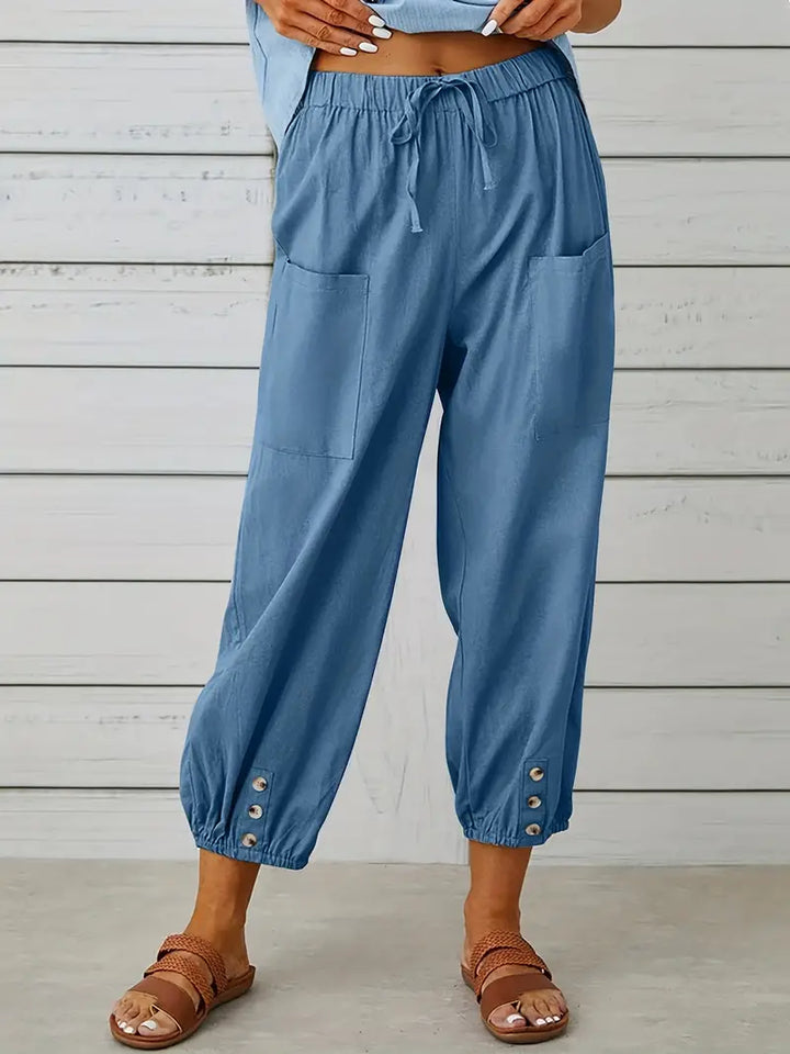 Women's Cropped Jogger Pants | Lightweight Elastic Waist | Casual Summer Lounge Pants