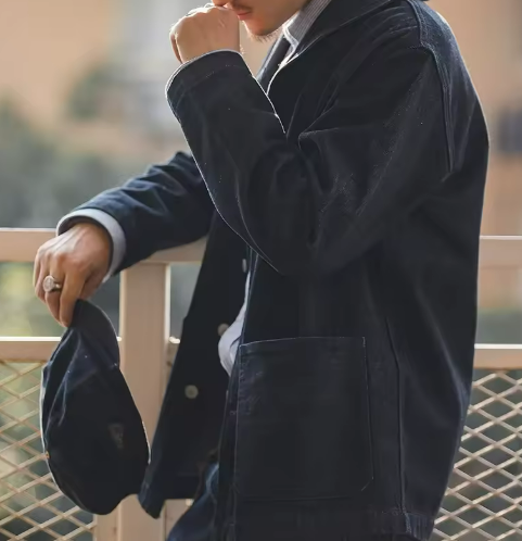 Veste de travail en jean pour homme | Chemise boutonnée classique pour un look décontracté au quotidien