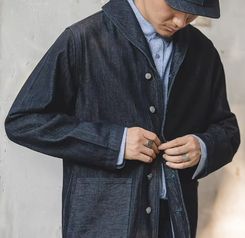 Veste de travail en jean pour homme | Chemise boutonnée classique pour un look décontracté au quotidien