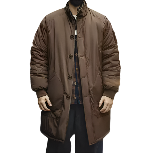 Men’s Quilted Winter Overcoat | Longline Design | Button Closure