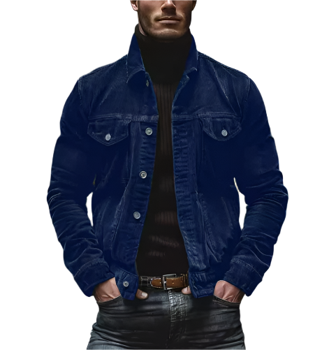 Veste en jean classique pour homme | Coupe structurée avec deux poches poitrine