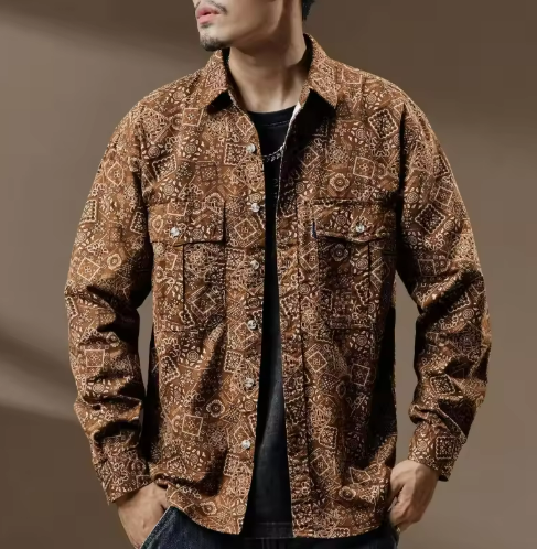 Surchemise à motifs | Fermeture boutonnée | Mélange de coton | Style décontracté