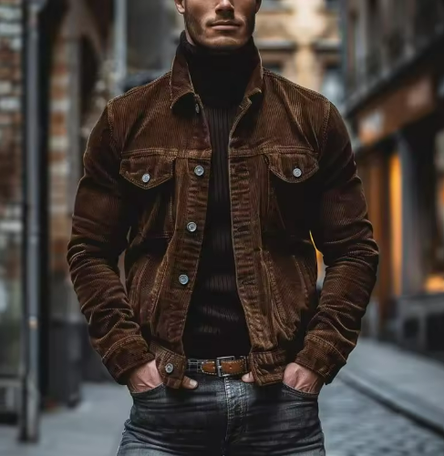 Veste en jean classique pour homme | Coupe structurée avec deux poches poitrine