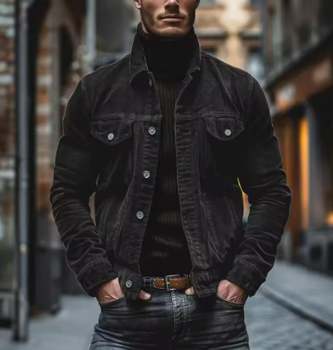 Veste en jean classique pour homme | Coupe structurée avec deux poches poitrine