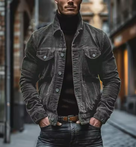 Veste en jean classique pour homme | Coupe structurée avec deux poches poitrine