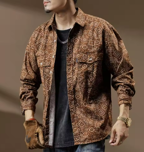 Surchemise à motifs | Fermeture boutonnée | Mélange de coton | Style décontracté