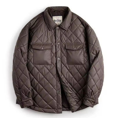 Quilted Shirt Jacket for Men | Diamond Stitching | Lightweight Outer Layer