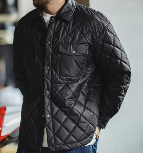 Quilted Shirt Jacket for Men | Diamond Stitching | Lightweight Outer Layer