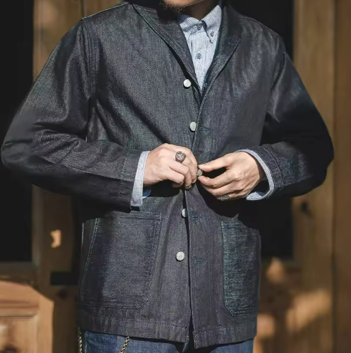 Veste de travail en jean pour homme | Chemise boutonnée classique pour un look décontracté au quotidien