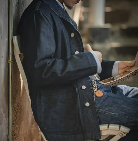 Veste de travail en jean pour homme | Chemise boutonnée classique pour un look décontracté au quotidien