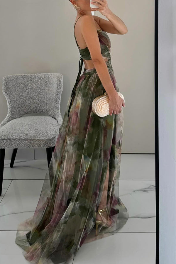 Leora - Enchanting Floral Print Maxi Dress