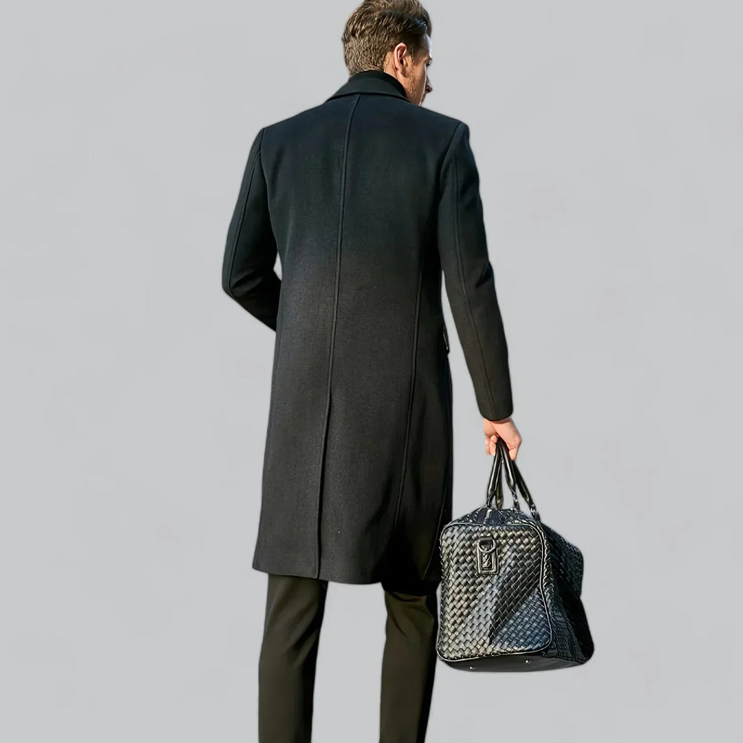 Men’s Wool-Blend Overcoat | Single-Breasted Long Jacket | Formal Winter Outerwear