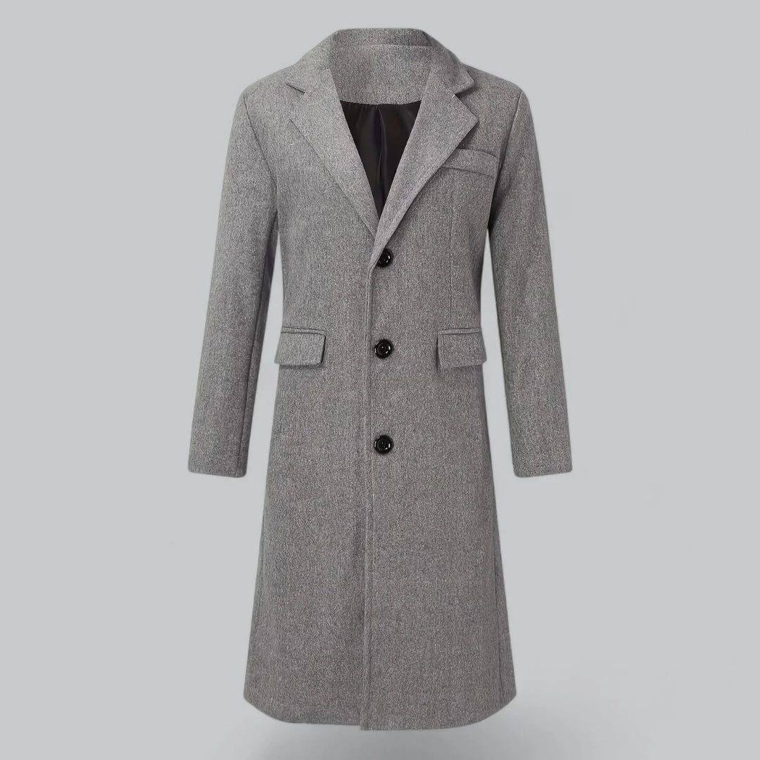 Men’s Wool-Blend Overcoat | Single-Breasted Long Jacket | Formal Winter Outerwear