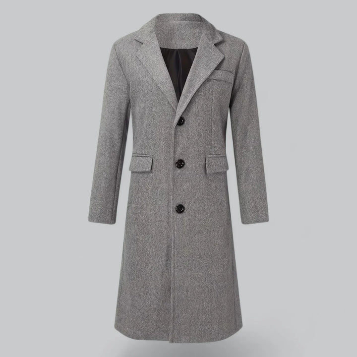 Men’s Wool-Blend Overcoat | Single-Breasted Long Jacket | Formal Winter Outerwear