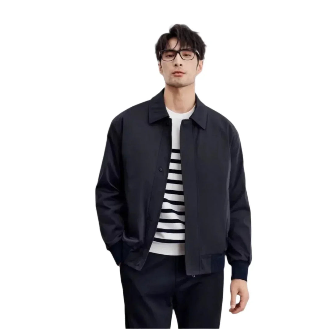 Veste décontractée à boutons-pression pour homme | Veste streetwear légère | Col pointu