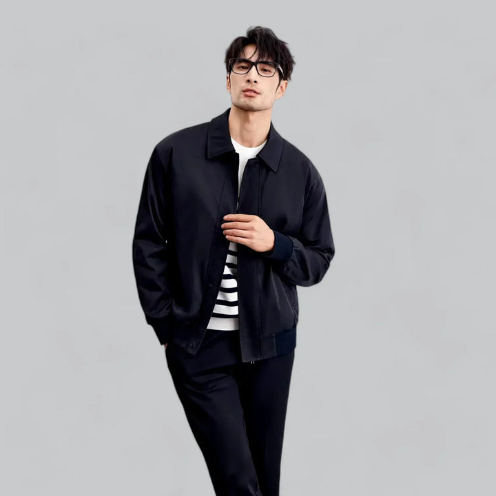 Veste décontractée à boutons-pression pour homme | Veste streetwear légère | Col pointu