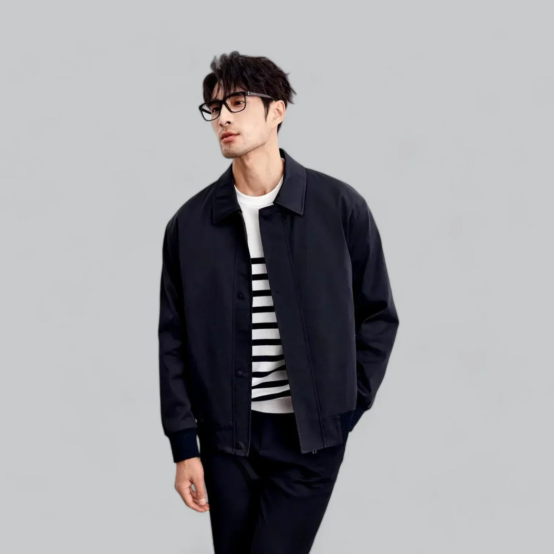 Veste décontractée à boutons-pression pour homme | Veste streetwear légère | Col pointu