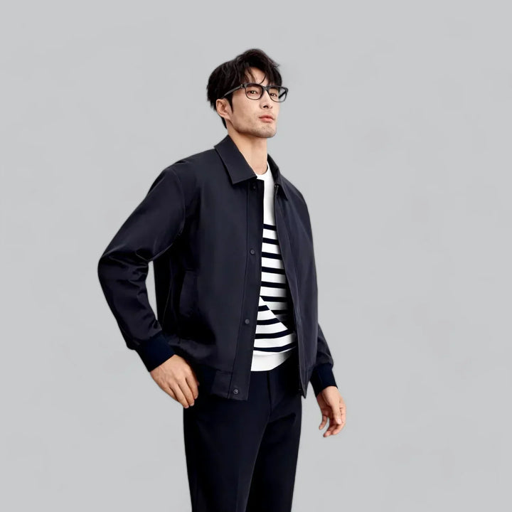 Veste décontractée à boutons-pression pour homme | Veste streetwear légère | Col pointu
