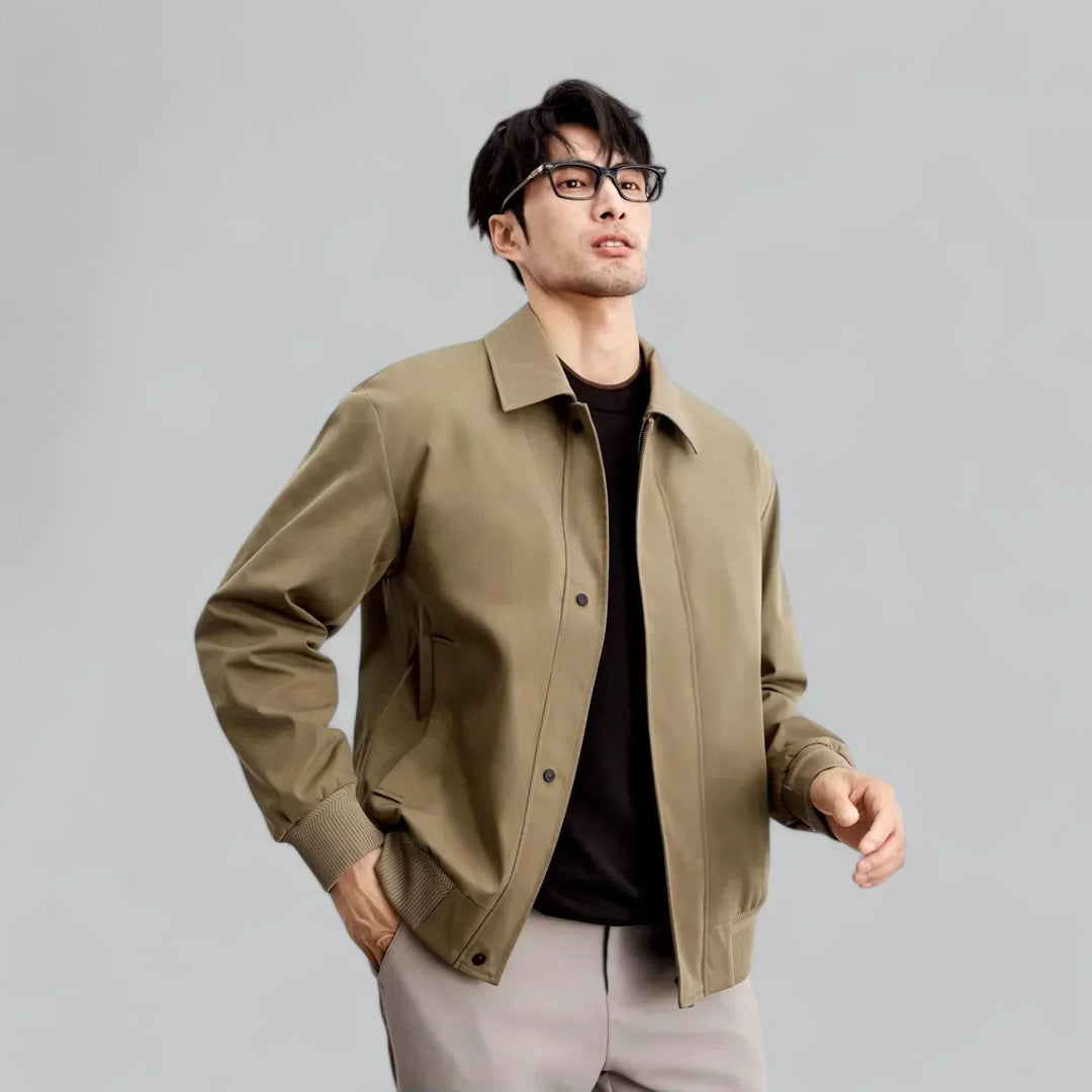 Veste décontractée à boutons-pression pour homme | Veste streetwear légère | Col pointu