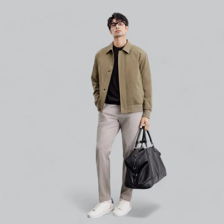 Veste décontractée à boutons-pression pour homme | Veste streetwear légère | Col pointu