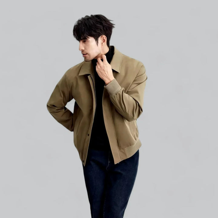 Veste décontractée à boutons-pression pour homme | Veste streetwear légère | Col pointu