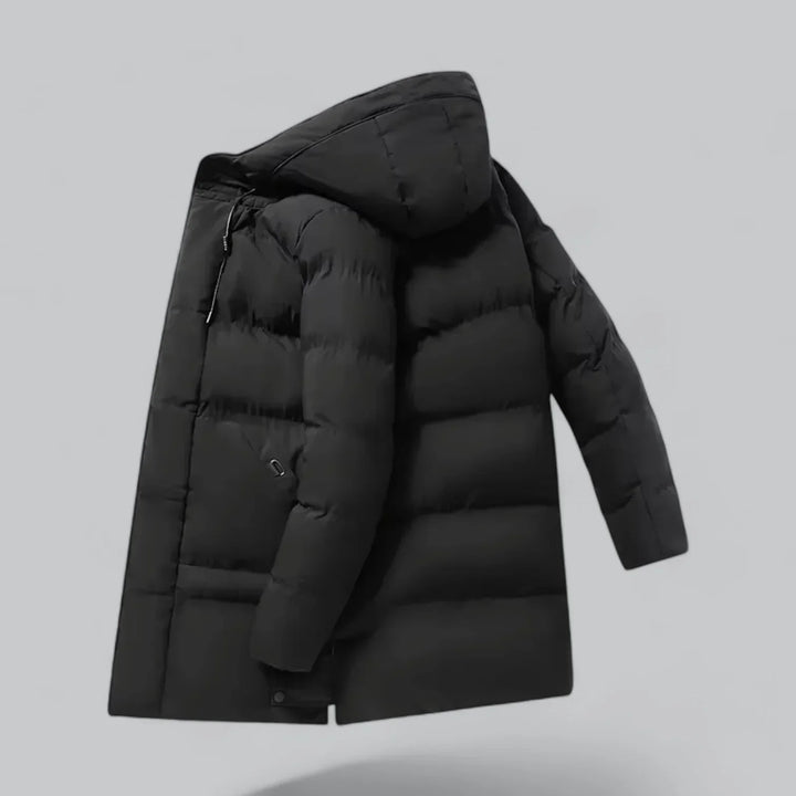 Parka longue matelassée pour homme | Manteau d'hiver isolé à capuche pour temps froid
